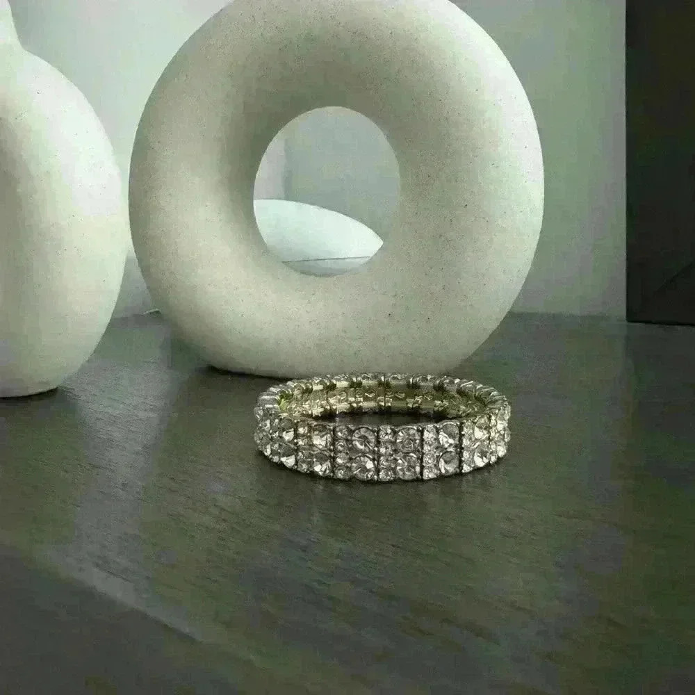 Women’s silver  diamond beaded bracelet